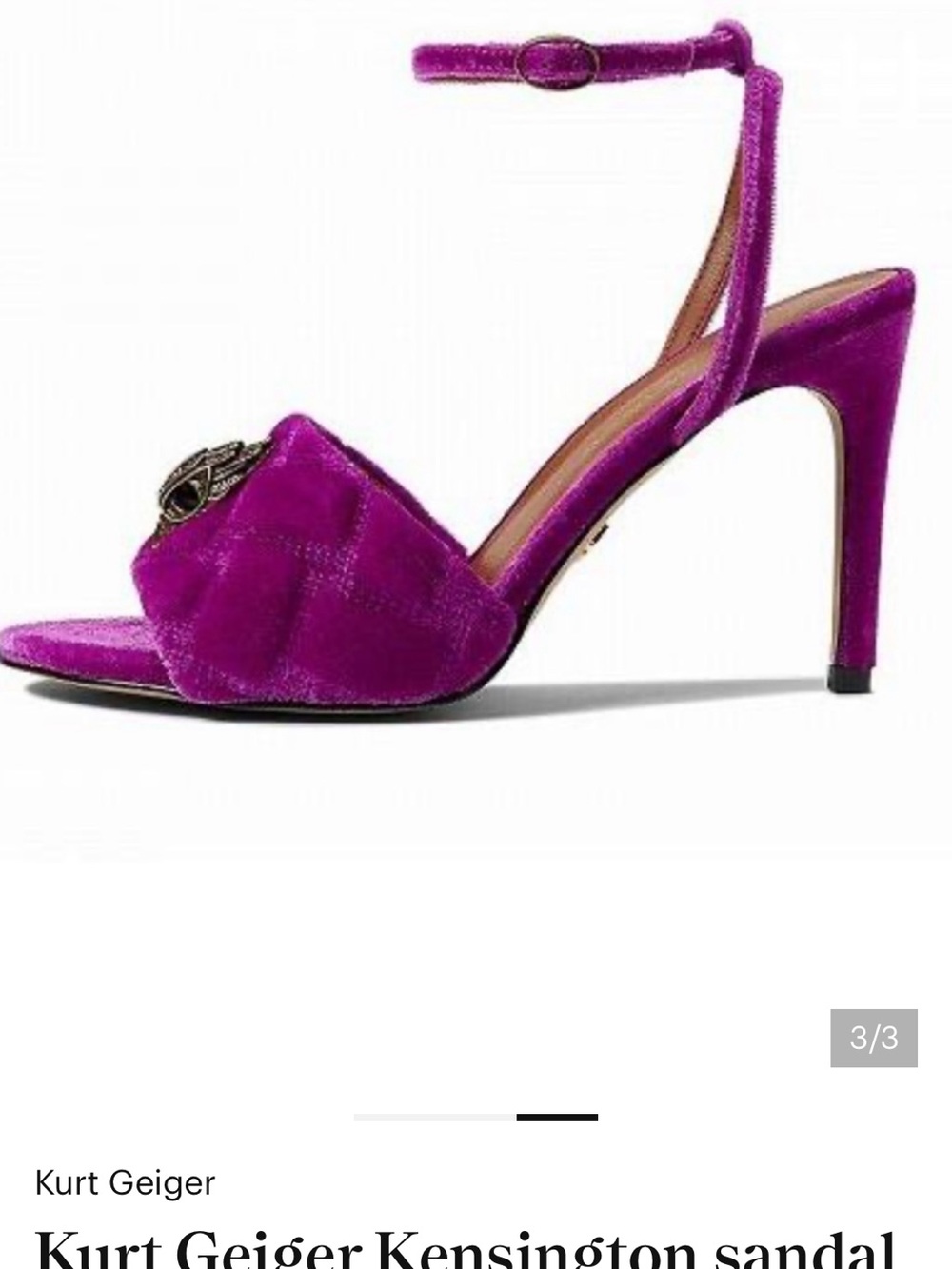 Kurt Geiger Fuchsia Velvet Quilted Ankle-Strap Heel